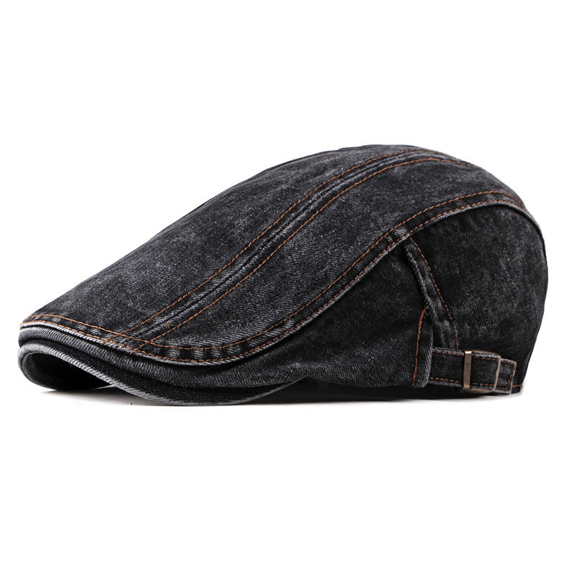 Men’s Denim Beret Hat – Fashion Washed Vintage Style Cap Worldwide & USA