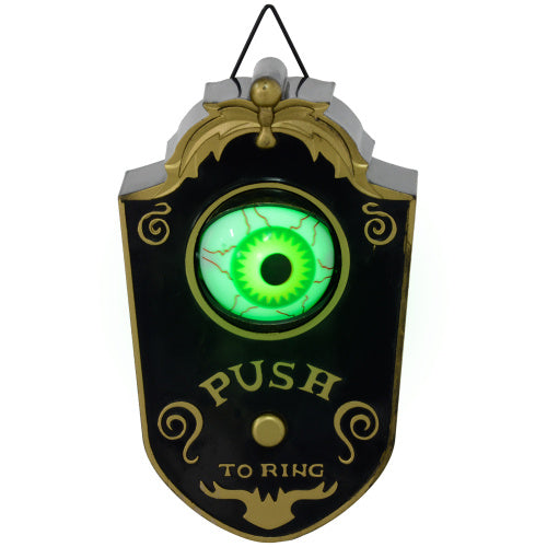 HOMCOM 7.1” Halloween Animatronic Doorbell – Light-Up Eyeball, Motion & Sound Activated Spooky Decoration Prop with Creepy Doorbell Sound