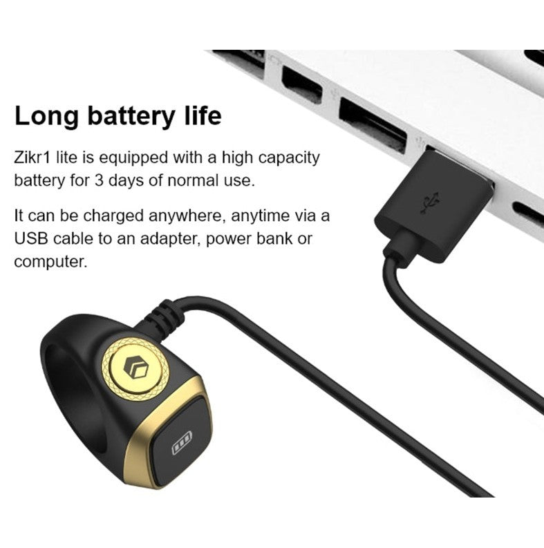 Zikr Ring – Digital Tasbeeh Counter, Smart Islamic Prayer Beads, Finger Ring with OLED Display & Vibration Alerts