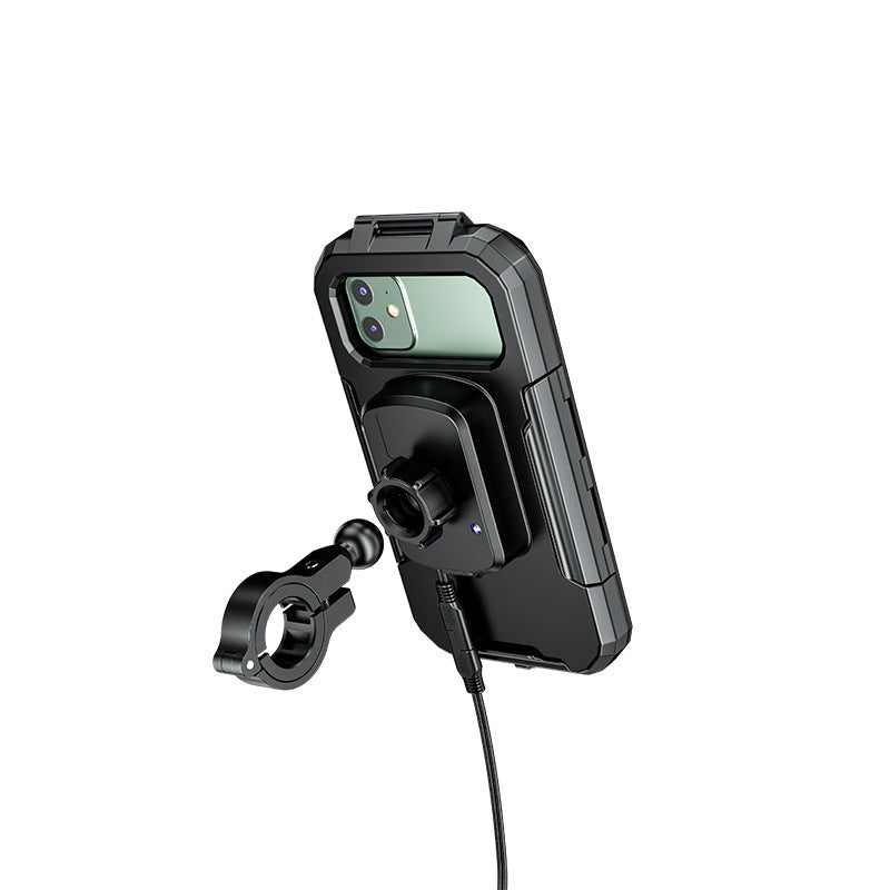 Outdoor Riding Rainproof Phone Holder with Fast Charging – Waterproof Bike Motorcycle Mobile Case with USB Cable