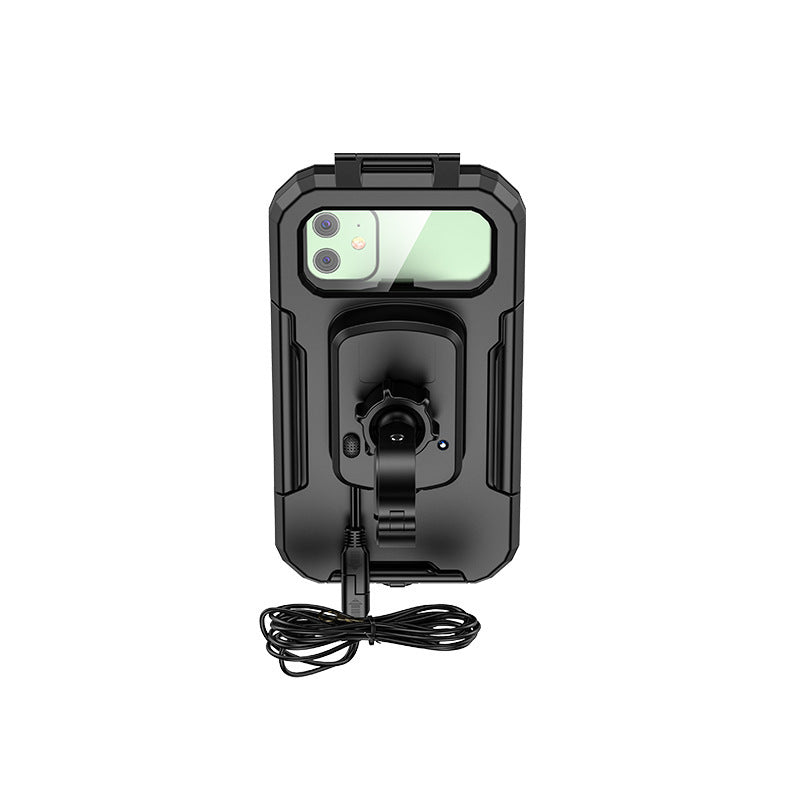 Outdoor Riding Rainproof Phone Holder with Fast Charging – Waterproof Bike Motorcycle Mobile Case with USB Cable