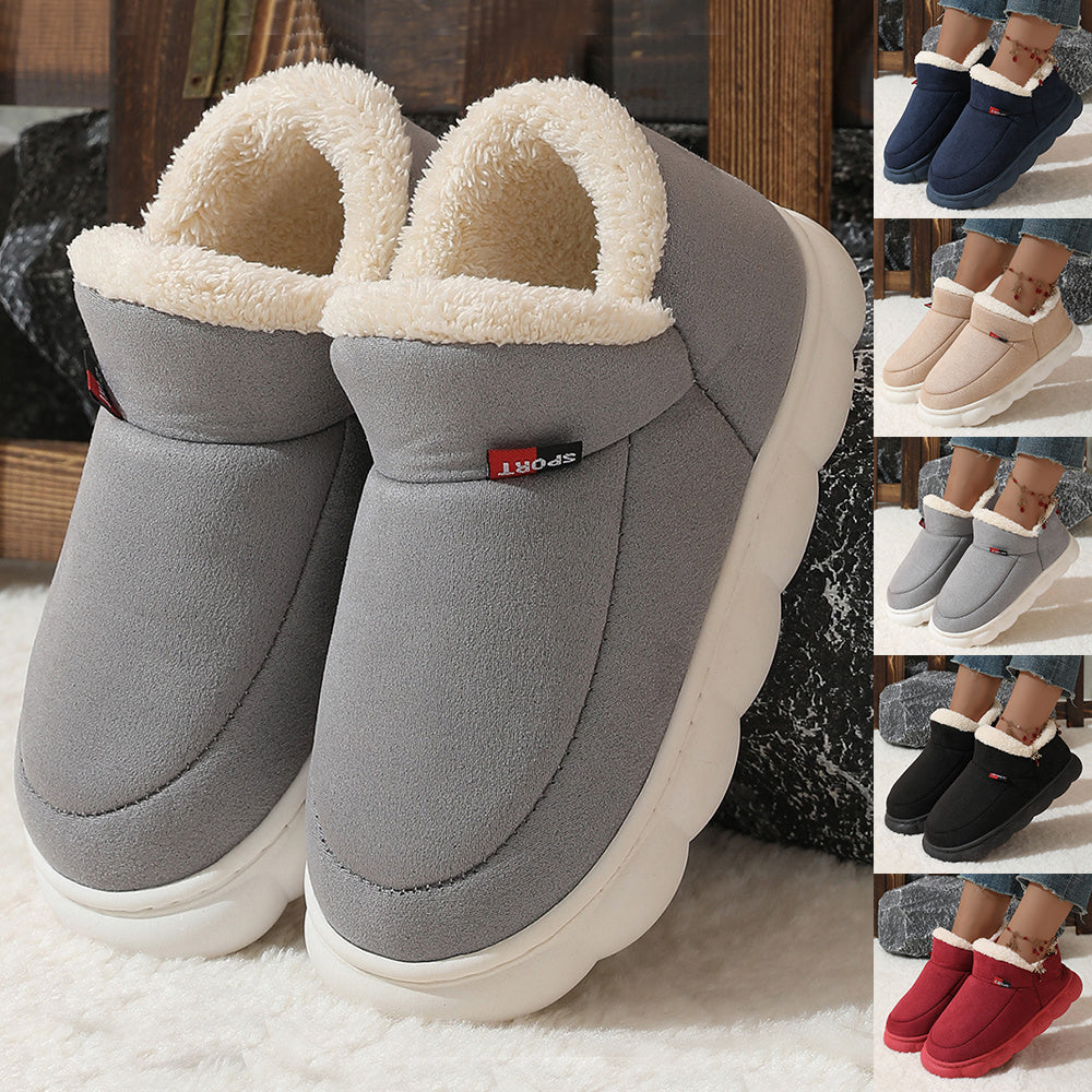 Winter Plush Cotton Shoes – Warm Suede Indoor Outdoor House Slippers for Men & Women