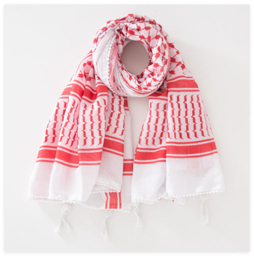 Men's Keffiyeh Jacquard Scarf – Traditional Warp Knitting Middle Eastern Headwear