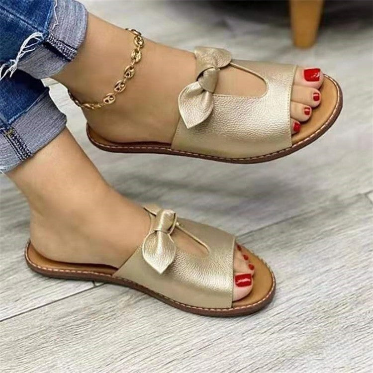 Ladies Sandals with Bow – Women’s Fish Mouth Open-Toe Slippers | Summer Fashion Casual Comfort Shoes