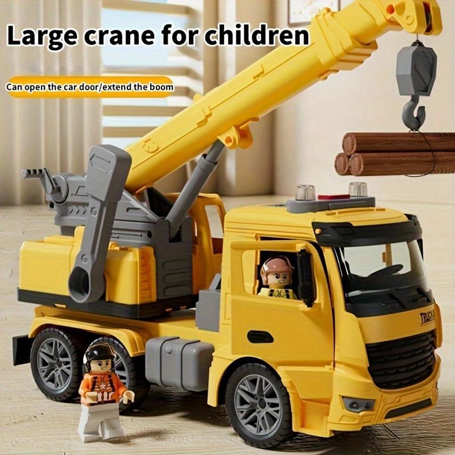 Children’s Yellow Crane Toy with Lights & Sounds – Construction Truck Car for Kids, Birthday & Holiday Gift