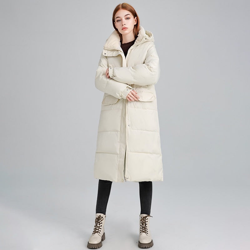 Women’s Long Over-the-Knee Cotton-Padded Coat – Thick Winter Loose Fit Warm Fashion Jacket