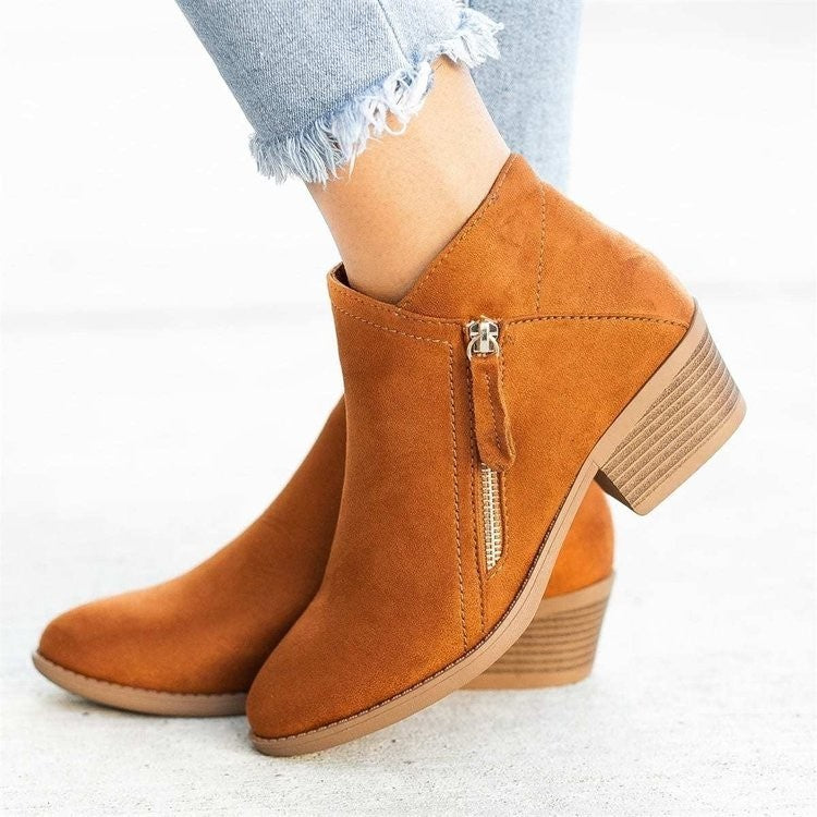 Winter Boots Suede Fashion Women’s Pointed Toe Nude Ankle Boots – Stylish Shallow Mouth Dress Boots USA