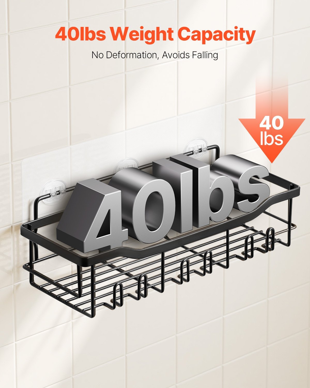 Shower Caddy 5 Pack – Adhesive Bathroom Storage Shelves Rack Organizer