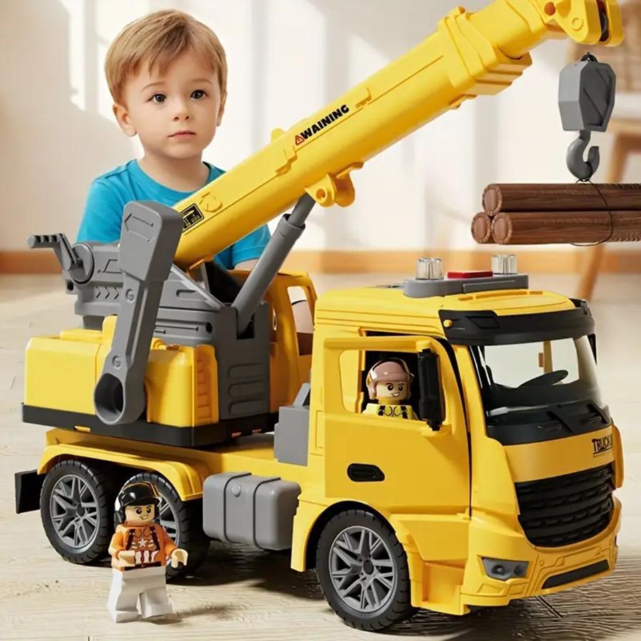 Children’s Yellow Crane Toy with Lights & Sounds – Construction Truck Car for Kids, Birthday & Holiday Gift