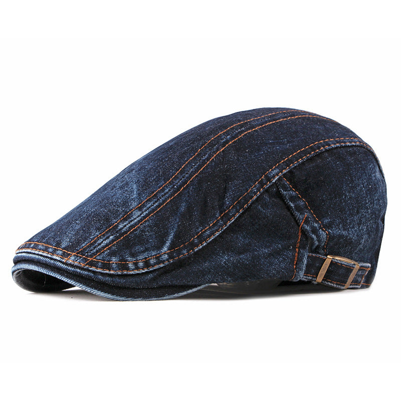 Men’s Denim Beret Hat – Fashion Washed Vintage Style Cap Worldwide & USA