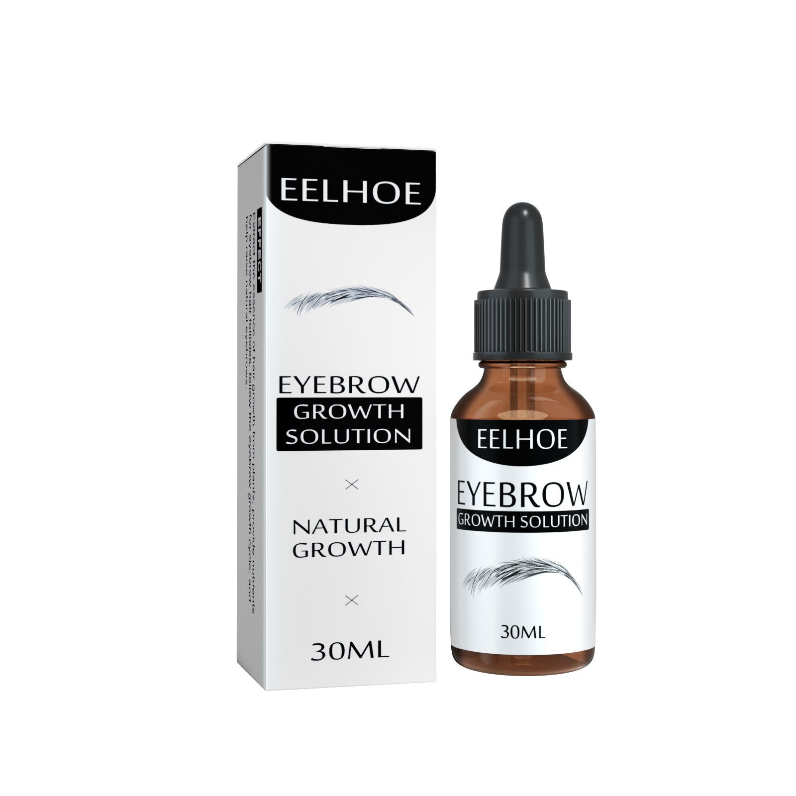 EELHOE Eyebrow Liquid Black – Natural Essential Oil for Thick Eyebrow Growth, Repair & Moisturizing Care