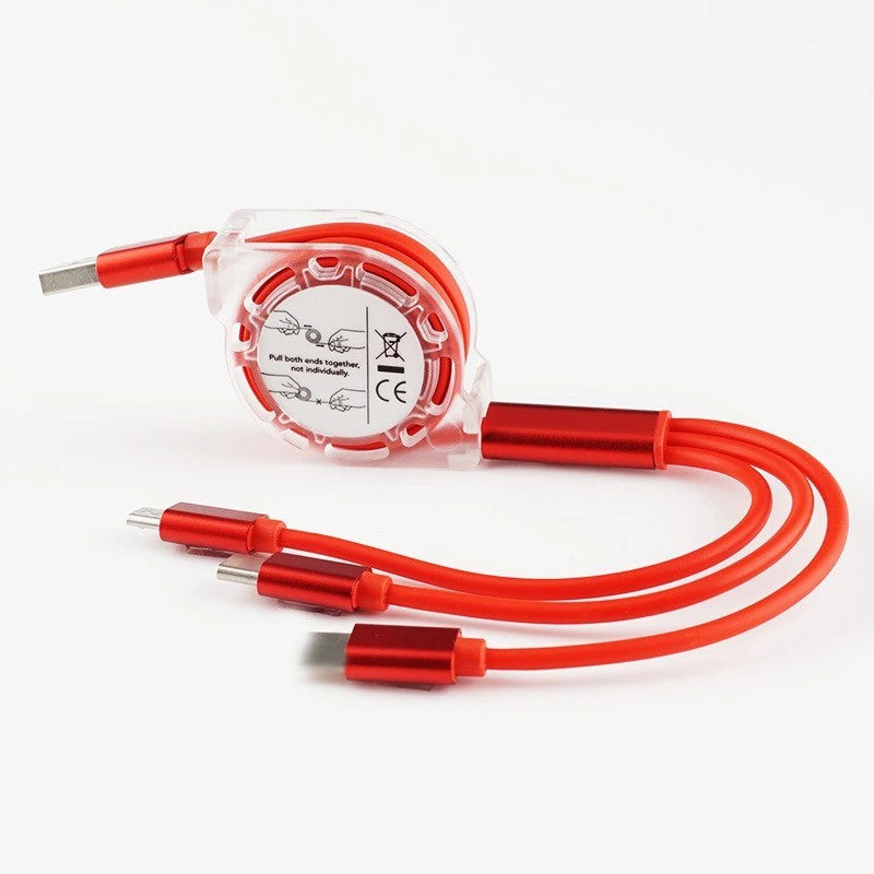 3-in-1 Telescopic Charging Cable – Multi USB Fast Charger Cord for iPhone, Android & Type-C Phones