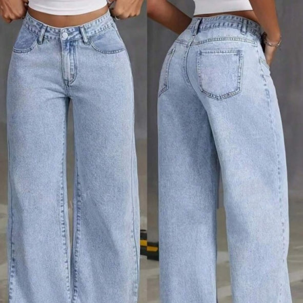 Sweet & Spicy High Waist Straight Jeans for Women – Trendy Slim Fit, Stylish Streetwear Denim