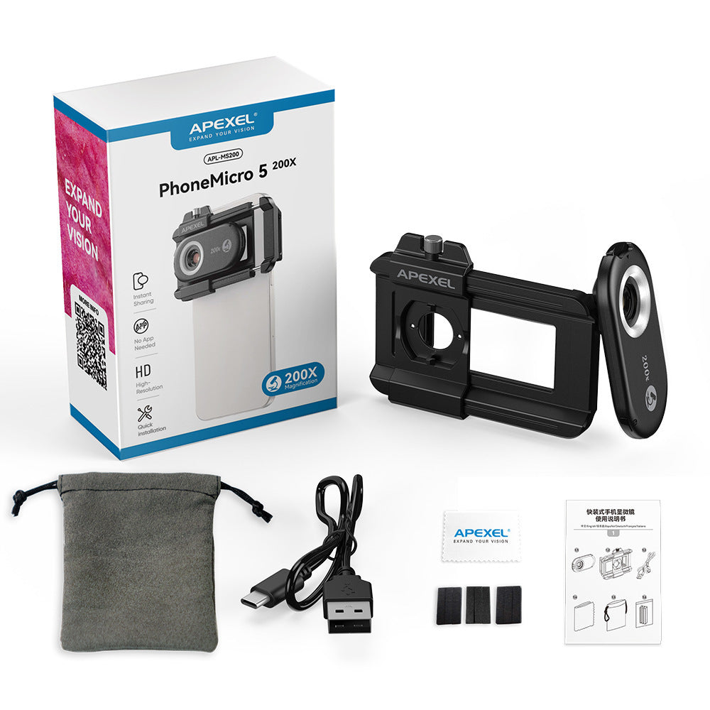 Portable Mobile Phone Microscope with Purple Light – HD Zoom Lens Clip-On Magnifier for Smartphones