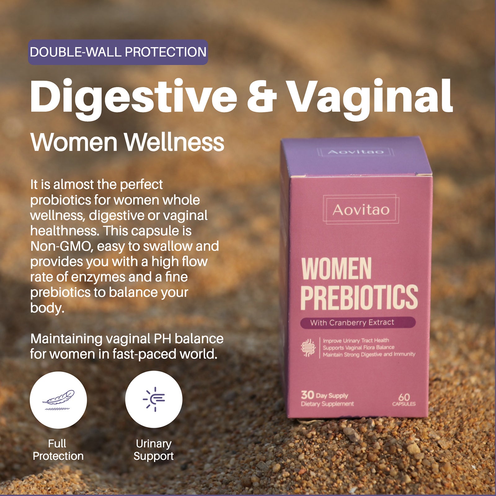 Vaginal Probiotics for Women – PH Balance Pills with Prebiotics | 60 Billion CFU Capsules for Gut Health, Digestive & Urinary Tract Support