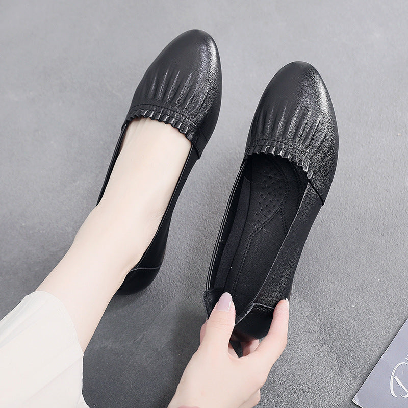 Women’s Genuine Leather Flats USA – Cowhide Loafers & Office Lady Shoes