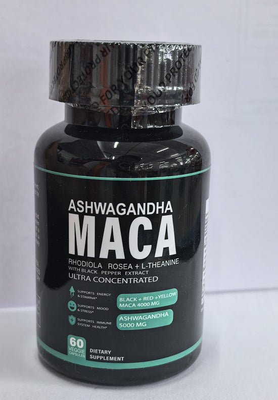 Ashwagandha Maca Capsules – Natural Energy, Stress Relief & Hormone Balance Supplement | Boost Vitality & Focus