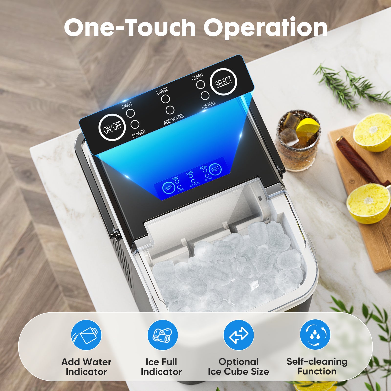 Portable Ice Maker Machine – Countertop Ice Cube Maker for Home, Kitchen, Bar & Office – Fast Ice Making
