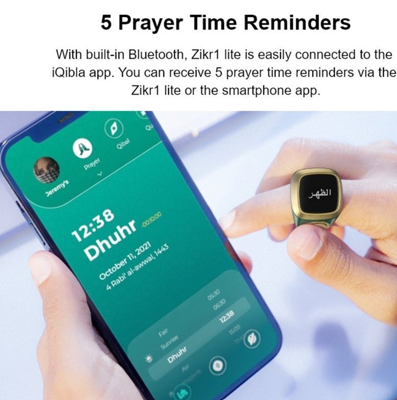 Zikr Ring – Digital Tasbeeh Counter, Smart Islamic Prayer Beads, Finger Ring with OLED Display & Vibration Alerts