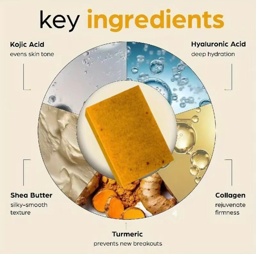 Kojic Acid Dark Spot Remover Soap – With Vitamin C, Retinol, Collagen, Turmeric | Japanese Complex for Hyperpigmentation, Acne Scars & Skin Brightening