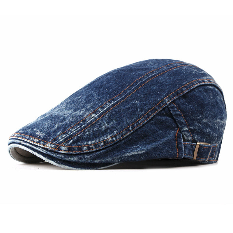 Men’s Denim Beret Hat – Fashion Washed Vintage Style Cap Worldwide & USA