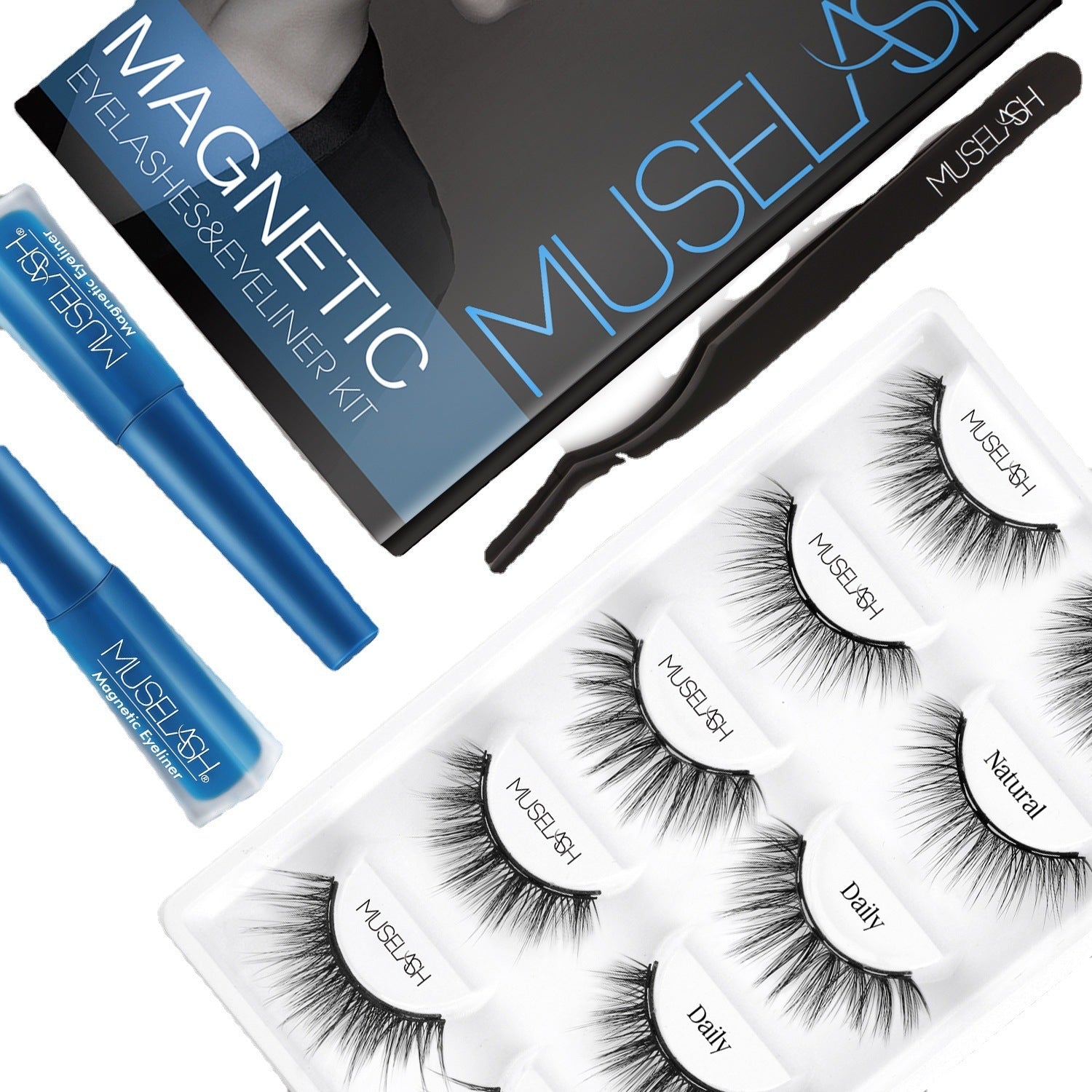 Magnetic False Eyelash Set with Liquid Eyeliner – Reusable Natural & Dramatic Lashes, Easy Application, Waterproof & Long-Lasting