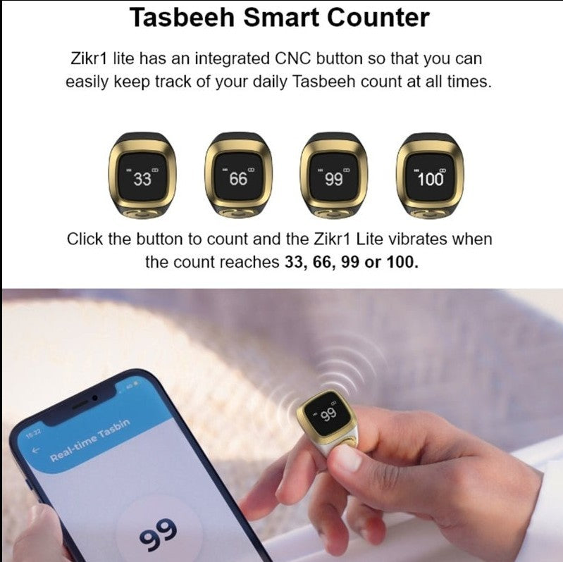 Zikr Ring – Digital Tasbeeh Counter, Smart Islamic Prayer Beads, Finger Ring with OLED Display & Vibration Alerts