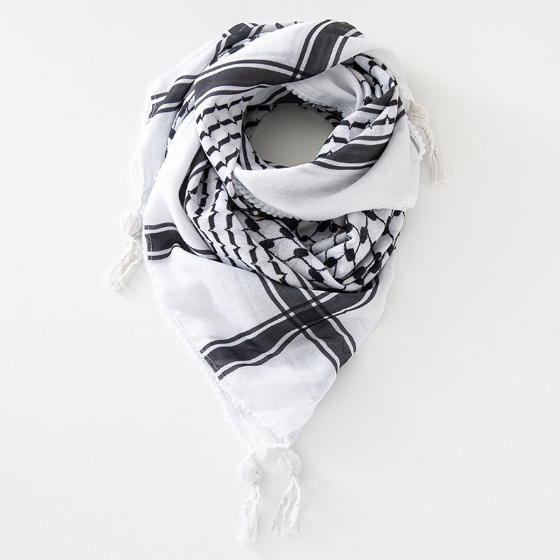 Men's Keffiyeh Jacquard Scarf – Traditional Warp Knitting Middle Eastern Headwear