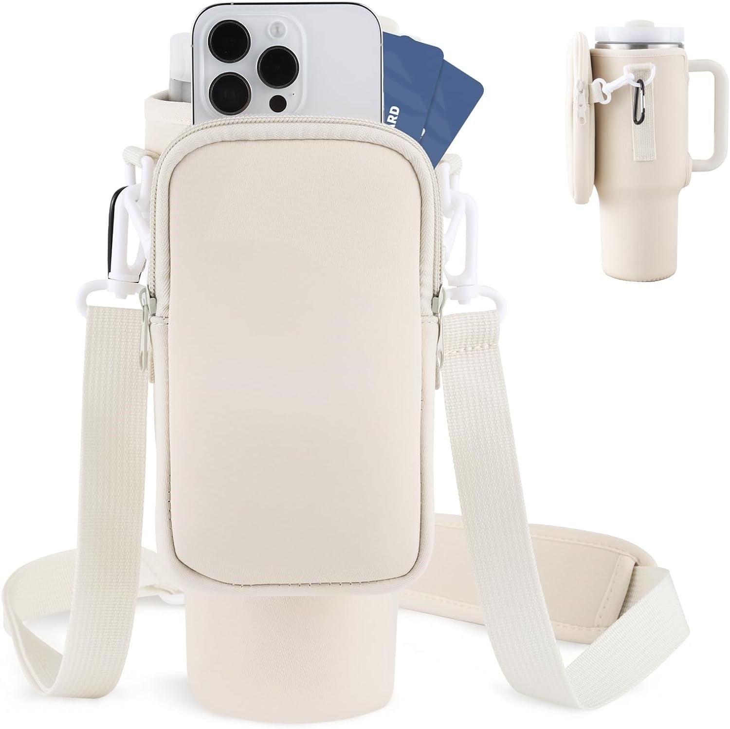 Slok Water Bottle Carrier Bag – Fits 40oz Tumblers with Handle, Adjustable Strap Holder for Hiking, Travel & Sports (Blue Purple)