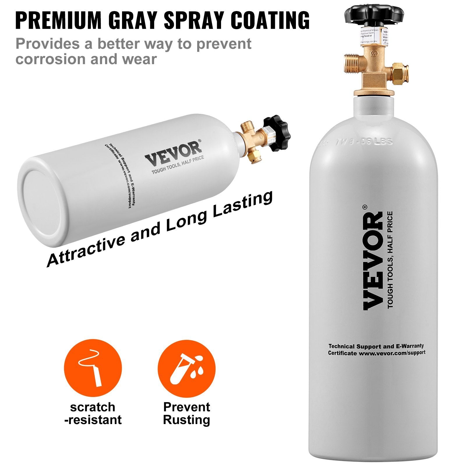 VEVOR 5 Lbs CO2 Tank – Aluminum Gas Cylinder with CGA320 Valve for Draft Beer, Soda & Home Brewing