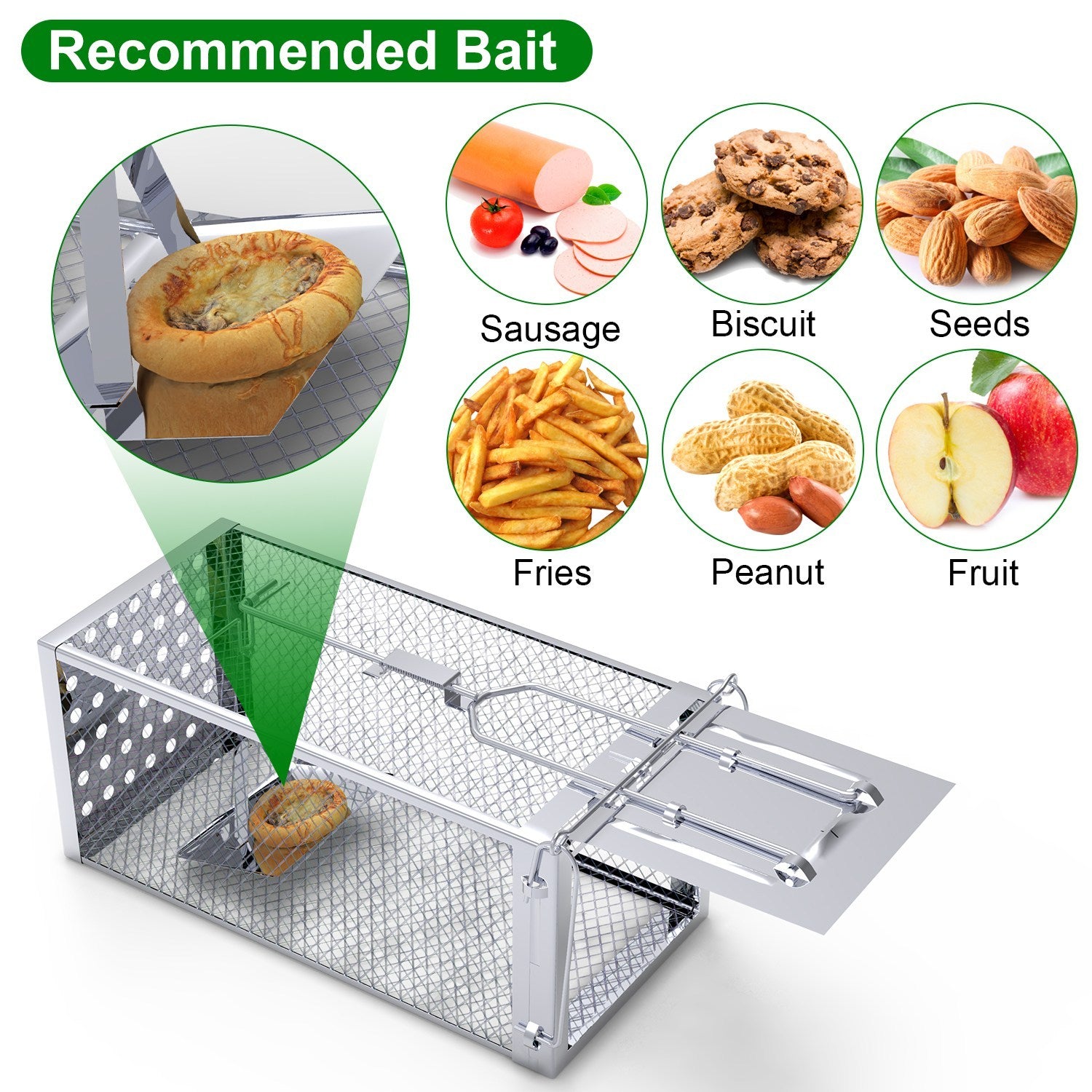 Single Door Humane Rat Trap Cage – Reusable Live Mouse Trap for Small Rodents, Voles & Hamsters Indoor Outdoor