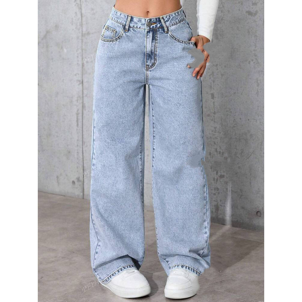 Sweet & Spicy High Waist Straight Jeans for Women – Trendy Slim Fit, Stylish Streetwear Denim