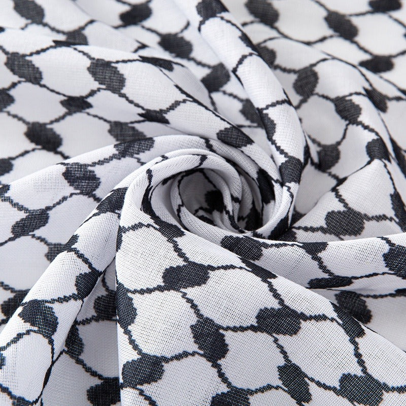 Men's Keffiyeh Jacquard Scarf – Traditional Warp Knitting Middle Eastern Headwear