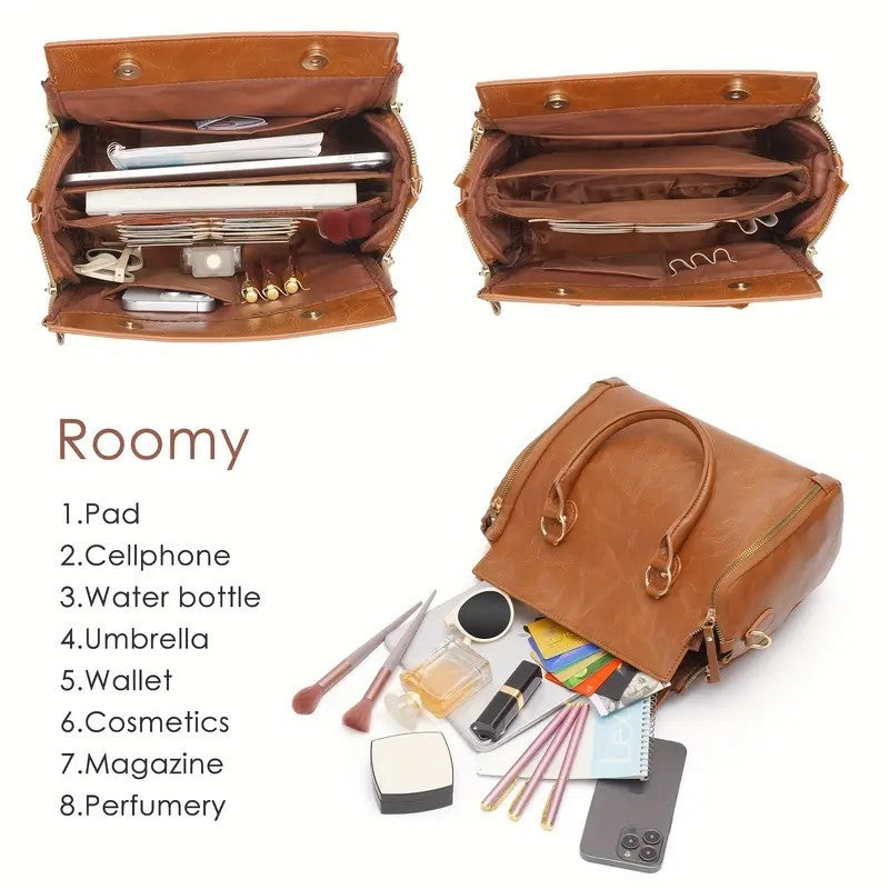 Women’s Multifunctional Leather Shoulder Bag – Stylish Handbag, Crossbody Tote, Large Capacity Purse