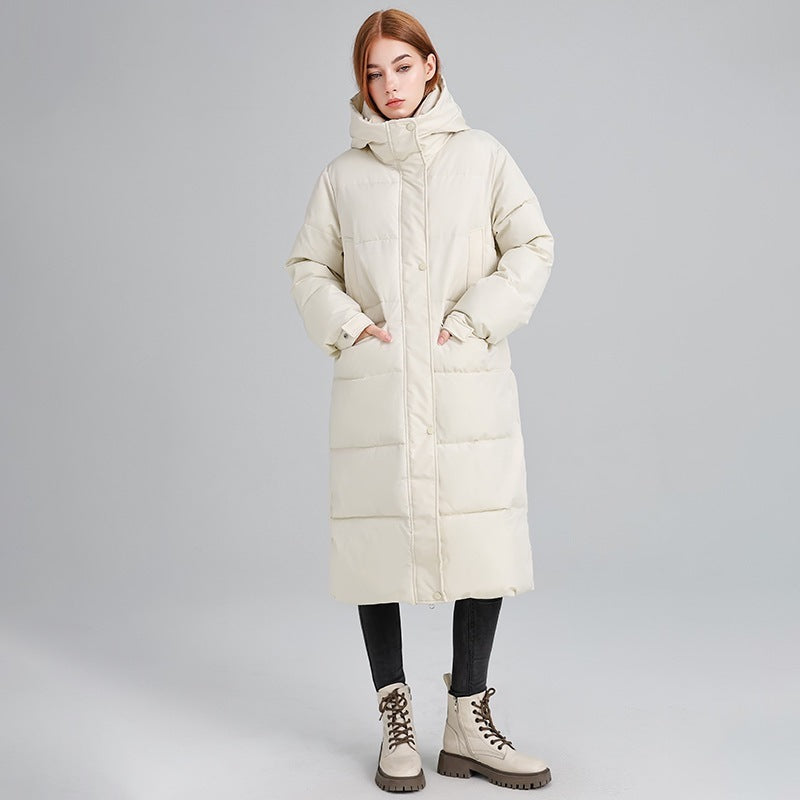 Women’s Long Over-the-Knee Cotton-Padded Coat – Thick Winter Loose Fit Warm Fashion Jacket