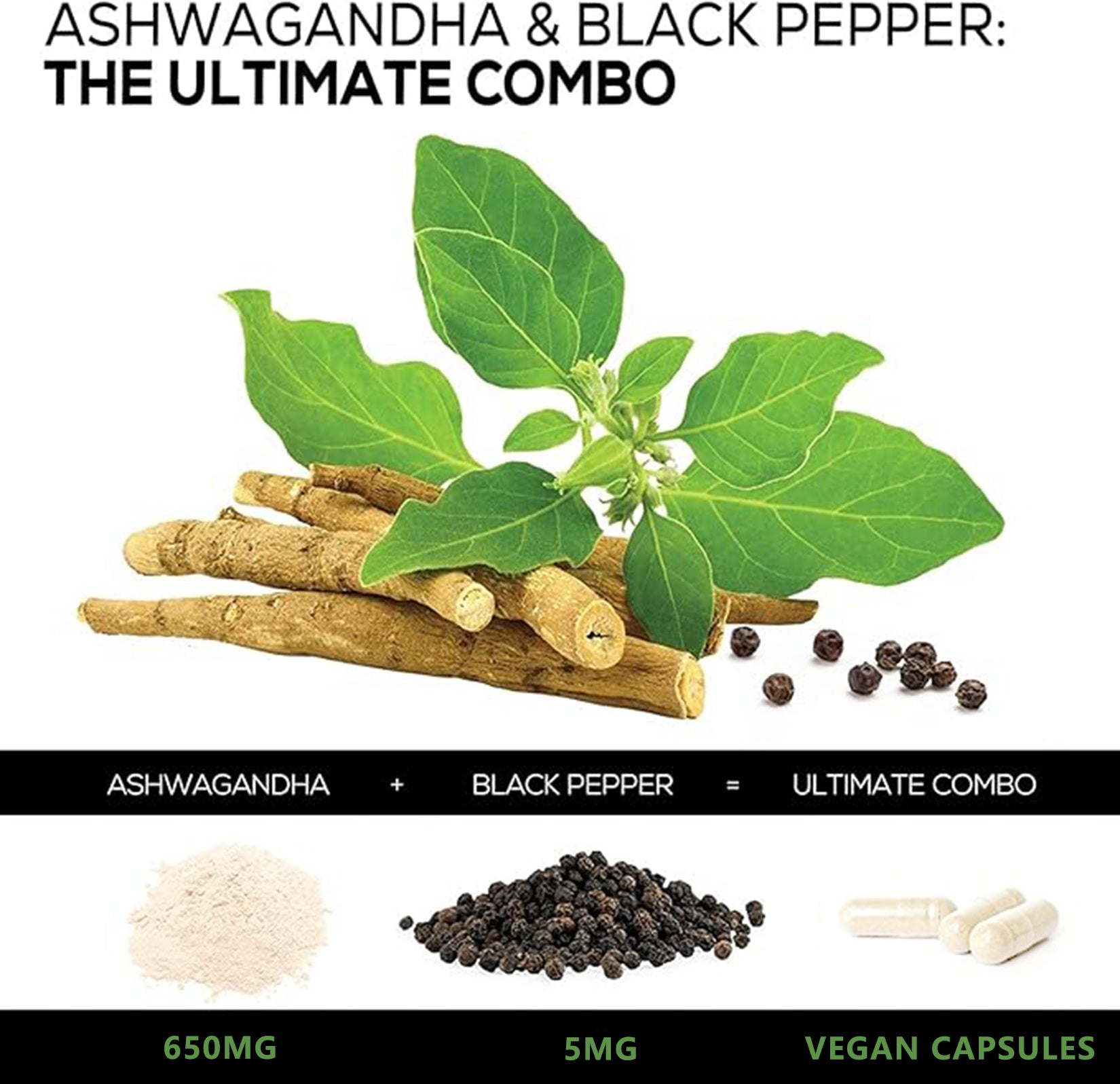 Ashwagandha Supplements Capsules – Vegan Organic Stress Relief, Immune Support & Energy Balance | Natural Mood Enhancer