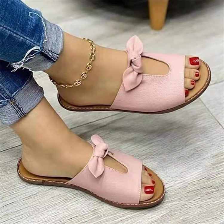Ladies Sandals with Bow – Women’s Fish Mouth Open-Toe Slippers | Summer Fashion Casual Comfort Shoes
