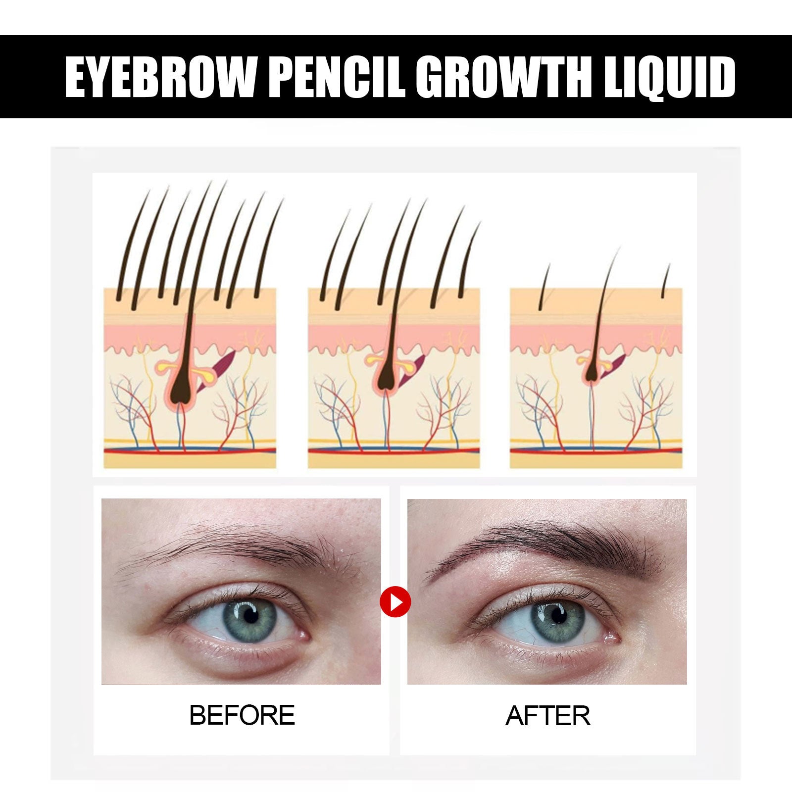 EELHOE Eyebrow Liquid Black – Natural Essential Oil for Thick Eyebrow Growth, Repair & Moisturizing Care