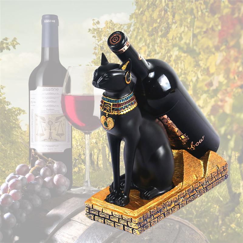 Egyptian Cat-Shaped Resin Bottle Holder – Luxury Wine Bottle Stand, Unique Home Bar & Table Decor