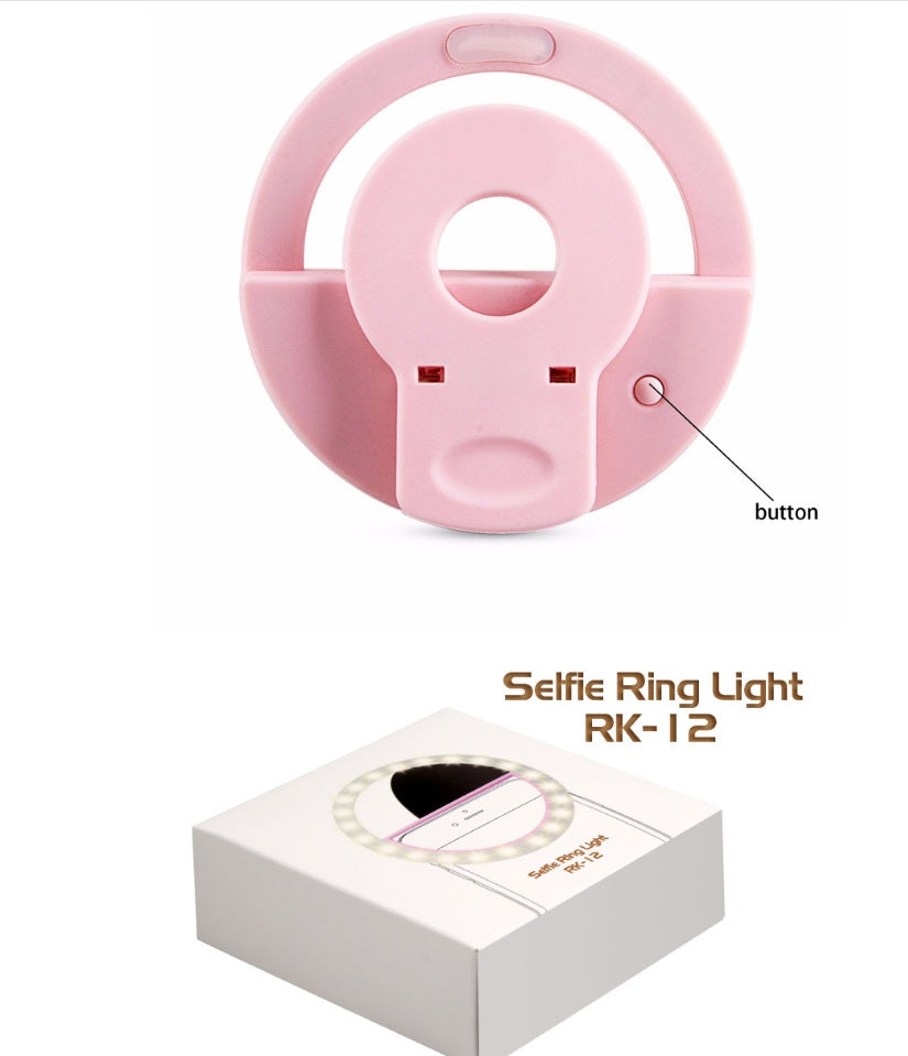 RK12 Mobile Phone Selfie Ring Light – USB Rechargeable Fill Light for Beauty & Video Recording