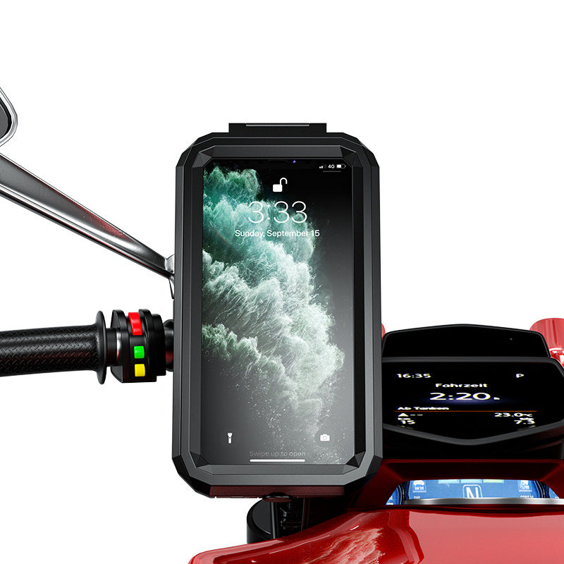 Outdoor Riding Rainproof Phone Holder with Fast Charging – Waterproof Bike Motorcycle Mobile Case with USB Cable