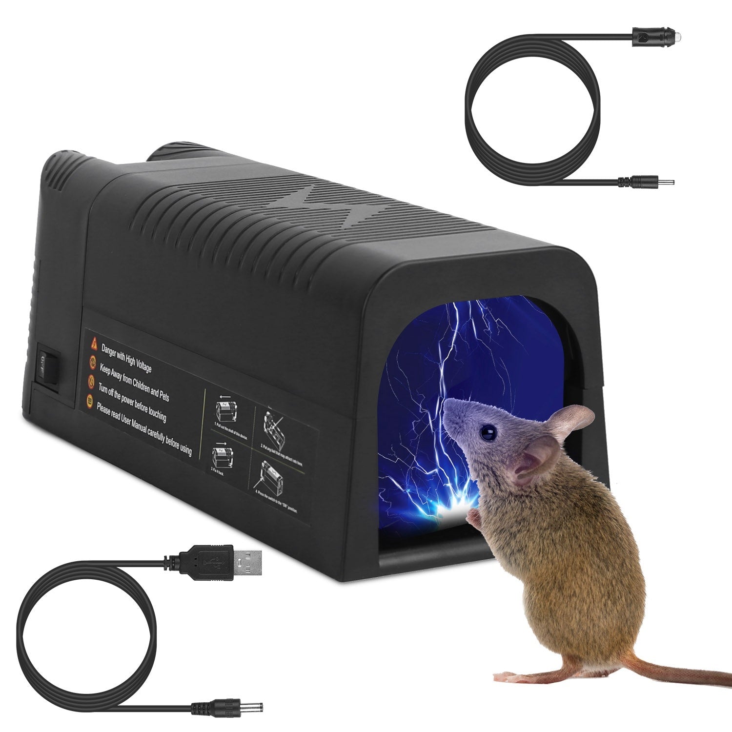 Electric Rat Trap Zapper – Reusable Rechargeable Mice Trap with 1800V High Voltage Shock for Indoor Pest Control