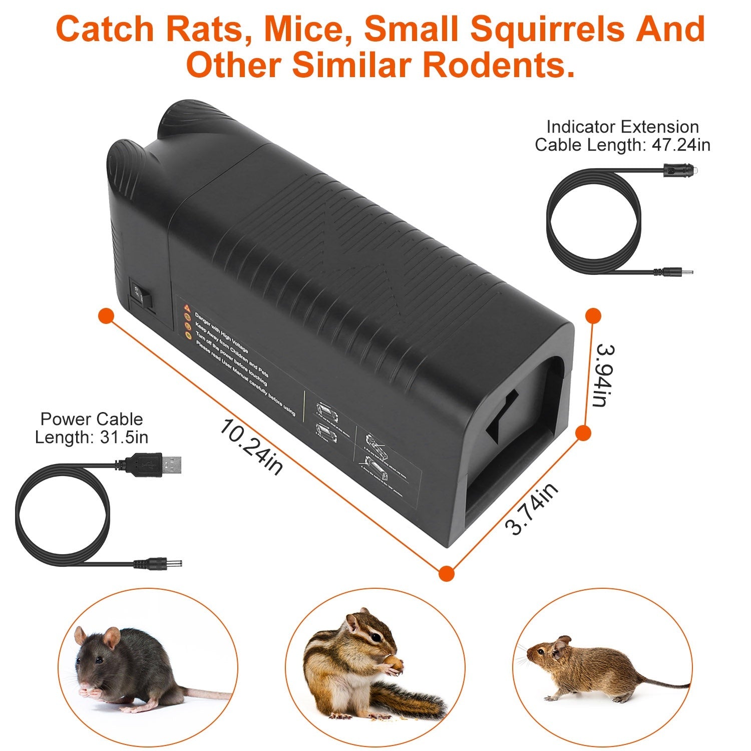 Electric Rat Trap Zapper – Reusable Rechargeable Mice Trap with 1800V High Voltage Shock for Indoor Pest Control