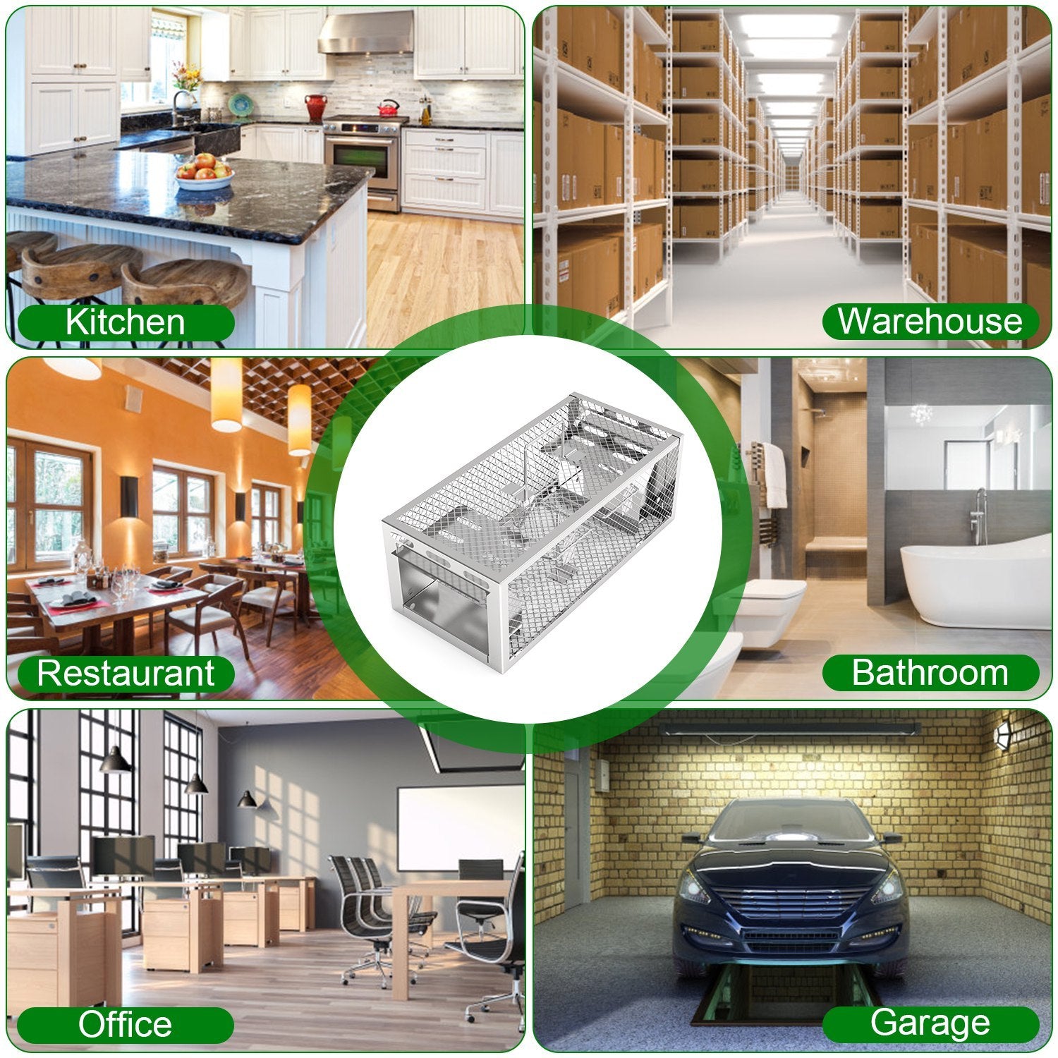 2-Pack Humane Rat Trap – Automatic 2-Door Mouse Trap Cage | Reusable Galvanized Iron Live Animal Catcher