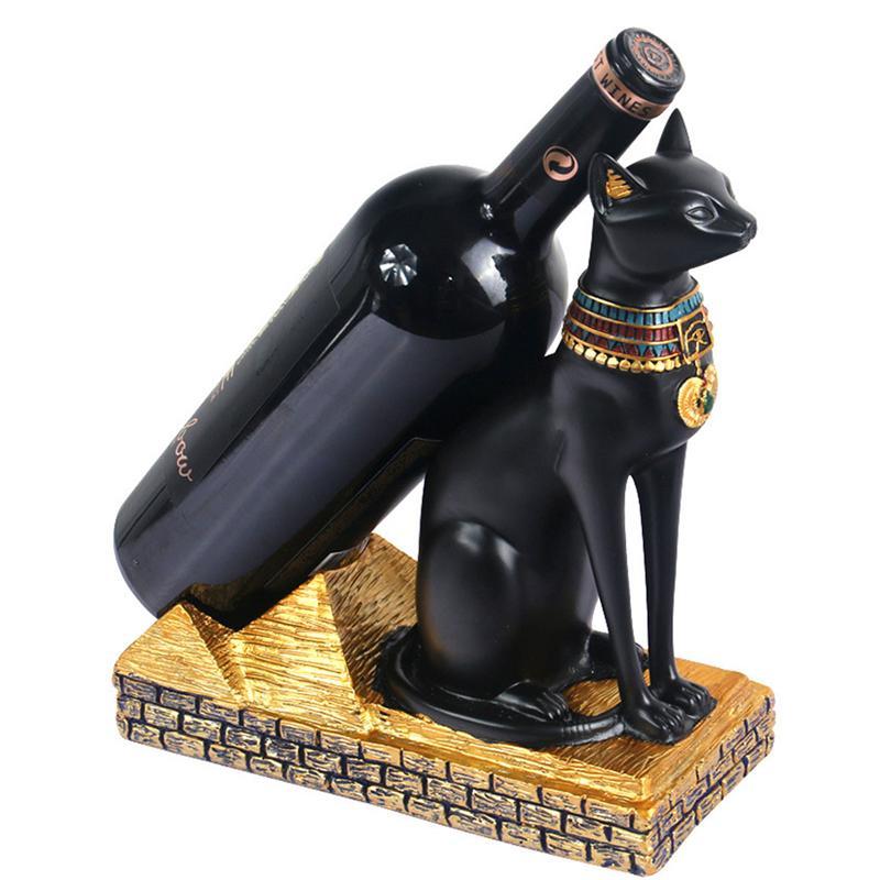 Egyptian Cat-Shaped Resin Bottle Holder – Luxury Wine Bottle Stand, Unique Home Bar & Table Decor