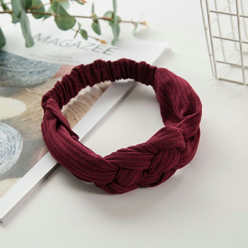 Knitted Chinese Knot Hair Band – Handmade Elastic Headband for Women & Girls