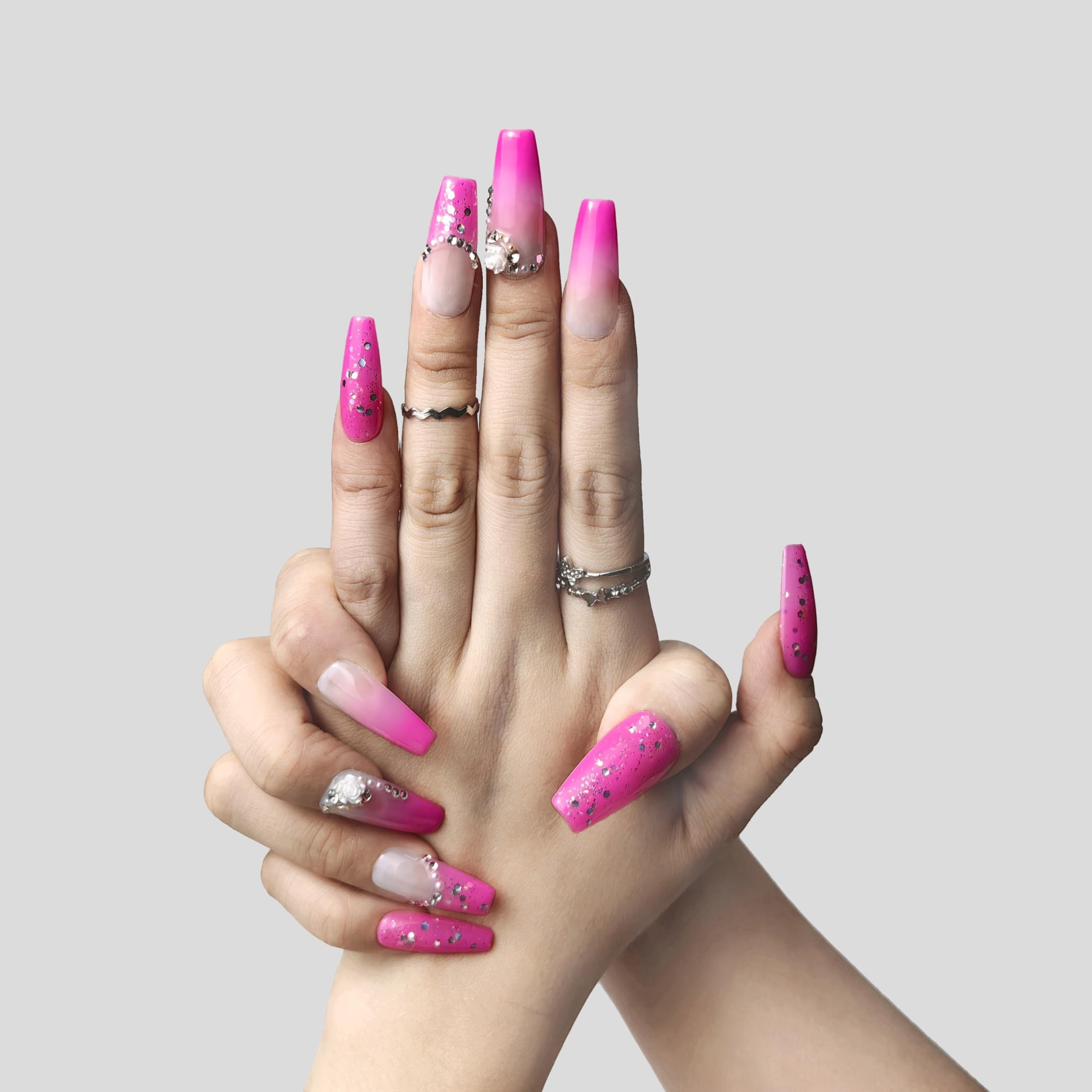 Blush Elegance Handmade Acrylic Press On Nails – Short Reusable Fake Nails Kit with Box Gift for Women