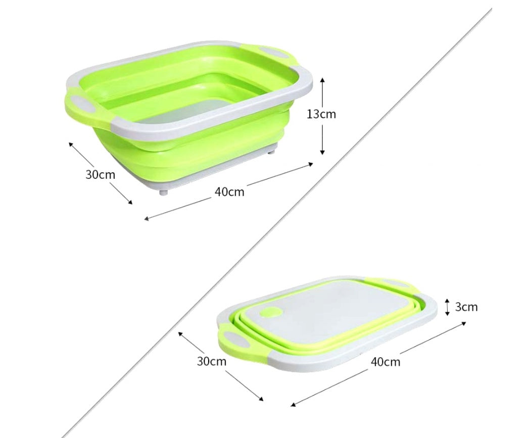 Folding Vegetable Cutting Board with Washing Basket – Multifunctional Kitchen Anvil Board & Collapsible Food Strainer