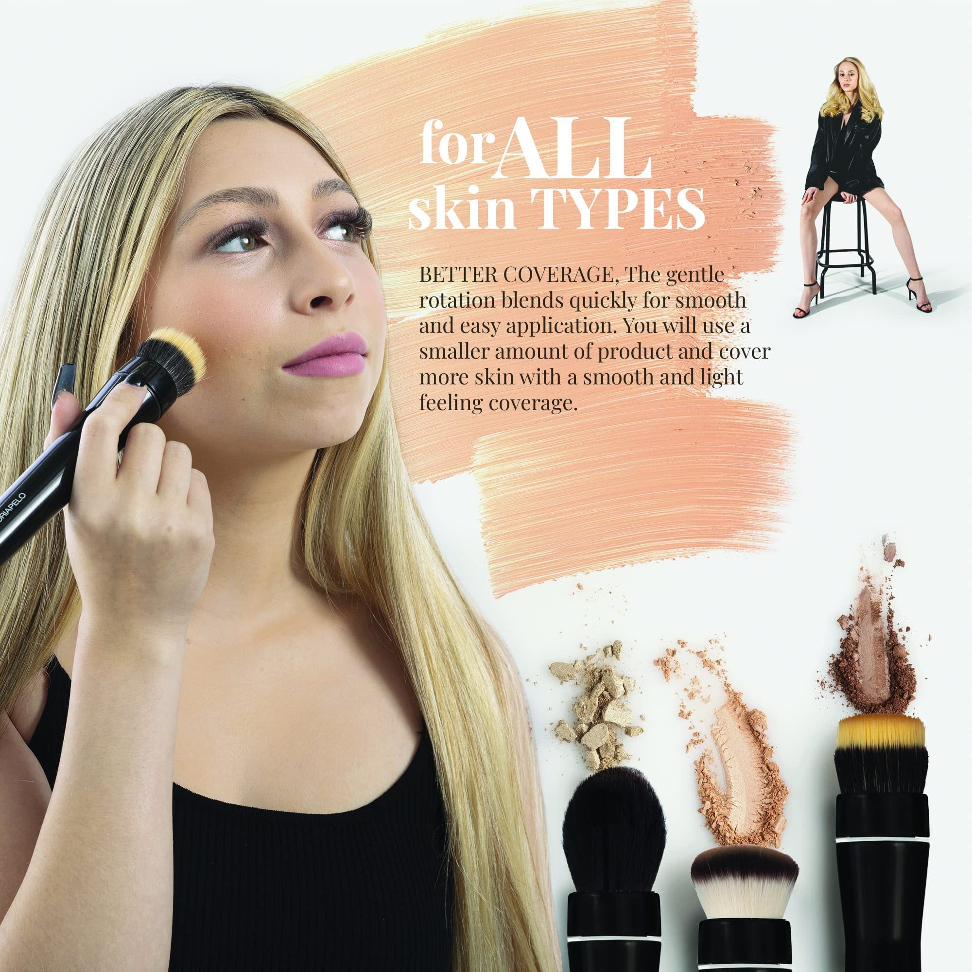 Portable Electric Makeup Brush – Travel Cosmetic Tool for Blush, Powder & Foundation | Professional Beauty Gadget for Flawless Makeup