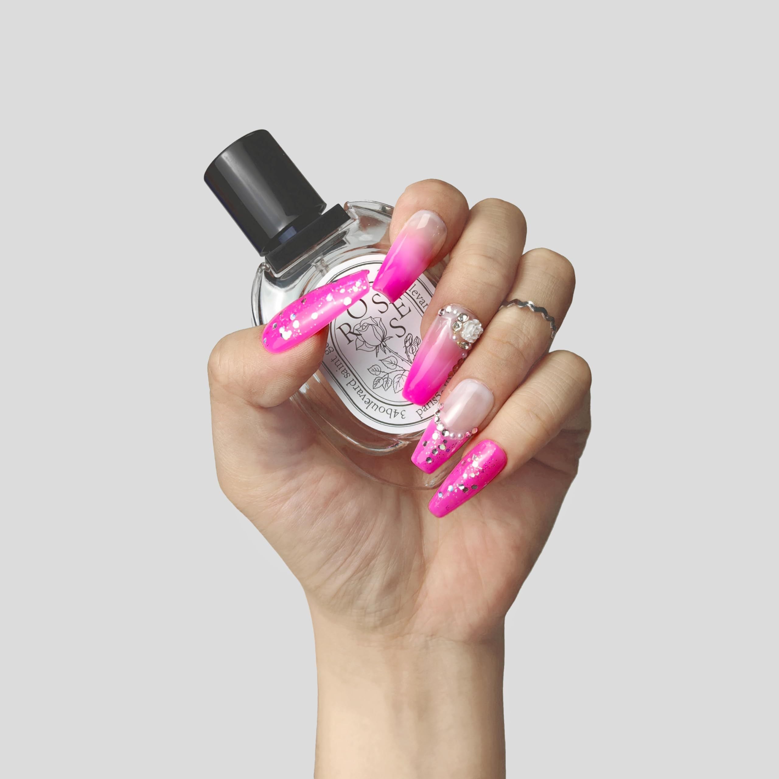 Blush Elegance Handmade Acrylic Press On Nails – Short Reusable Fake Nails Kit with Box Gift for Women